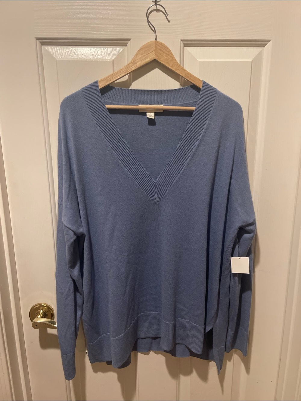 Treasure & Bond Cashmere Blend V-Neck Sweater | Periwinkle Blue | Size Large